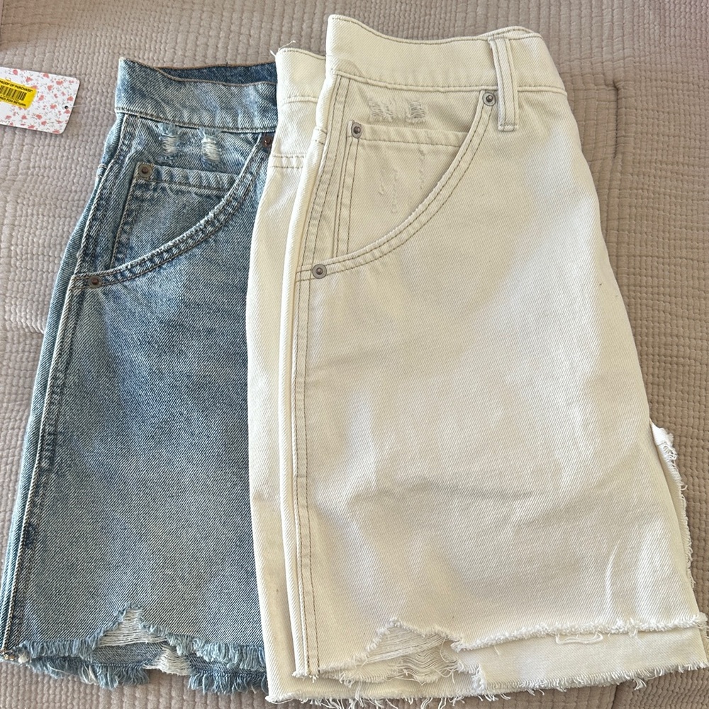 NEW We The Free Light Blue and White Denim Skirts
